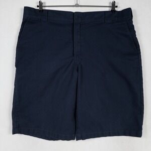 Dickies Flex Shorts Mens 42 Navy Blue Flat Front Chino Work Wear *